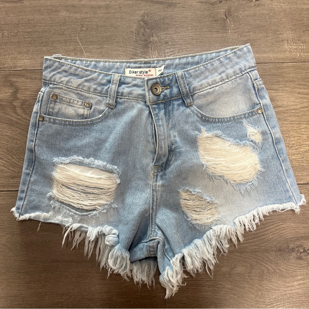 Light blue denim festival shorts